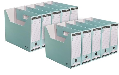Kinstar 収納ボックス ファイルボックス 色厚板紙 A4 横 10個入り 青