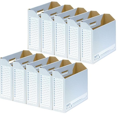 プラス ファイルボックス エコノミー 10冊 A4横 背幅100mm ブルー 553-988